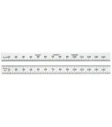 Escala de Aço Fosca 150mm com Graduações de 0,5mm em um lado e 1mm e 0,5mm no lado oposto