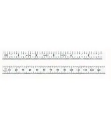 Escala de Aço 150mm em Milímetros e Polegadas - 1mm de 0,5mm em um Lado; Leitura Rápida 1/10" (0,10") e Leitura Rápida para Aviação 1/50" (0,02") no Verso