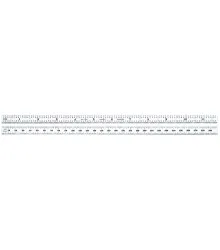 Escala de Aço Fosca 300mm em Milímetros e Polegadas - 1mm de 0,5mm em um Lado; Leitura Rápida 1/10" (0,10") e Leitura Rápida para Aviação 1/50" (0,02") no Verso