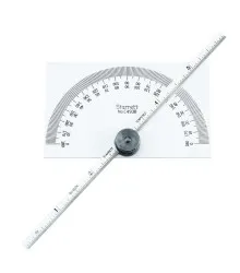 Transferidor Retangular 180º e Calibrador de Profundidade com régua de 6" - Resoluções 1º e 1/64" - Ref. C493B