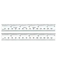 Escala de Aço Fosca 6" Graduações 1/32"-0,5mm 1/64"-1mm