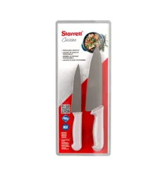Kit de Cozinha Starrett® com 2 Facas e Cabo Branco - BKK-2W