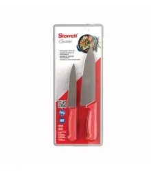 Kit de Cozinha Starrett® com 2 Facas e Cabo Vermelho - BKK-2R