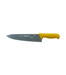 Faca de Carne para Refile de Mesa com Lâmina Triangular Larga de 10 Polegadas e Cabo Amarelo