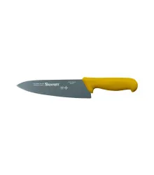 Faca de Carne para Refile de Mesa com Lâmina Triangular Larga de 8 Polegadas e Cabo Amarelo