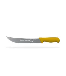 Faca de Carne para Refile Aéreo com Lâmina Curvada Larga de 10 Polegadas e Cabo Amarelo