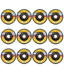 Disco de Flap Starrett em Fibra de Vidro Cônico, Grão de 40 e Diâmetro Externo 115mm - Embalagem com 12 unidades - FDS115-40FC CX 12UN