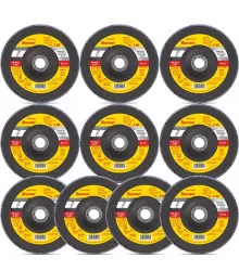 Disco de Flap Starrett em Fibra de Vidro Cônico, Grão de 80 e Diâmetro Externo 115mm - Embalagem com 10 Unidades - FDS115-80FC KIT 10 UNIDADES