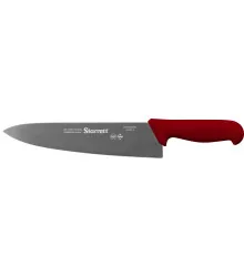 Faca de Carne para Refile de Mesa com Lâmina Triangular Larga de 10 Polegadas e Cabo Vermelho