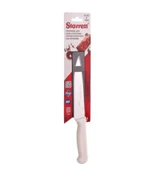 Faca de Carne para Refile de Mesa Encartelada com Triangular Estreita de 6 Polegadas e Cabo Branco