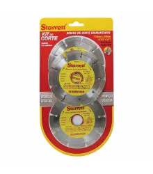 Kit Discos de Corte Diamantado Segmentado, Diâmetro Externo 110mm e Furo 20mm
