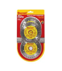 Kit Discos de Corte Diamantado Turbo, Diâmetro Externo 110mm e Furo 20mm