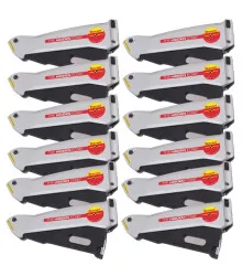 Estilete de Segurança - Kit 12 Unidades - Lâmina Trapezoidal/Gancho - S011