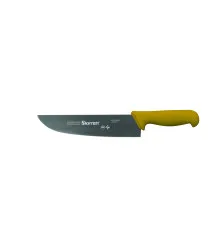 Faca de Carne para Refile de Mesa com Lâmina Reta Larga de 10 Polegadas e Cabo Amarelo
