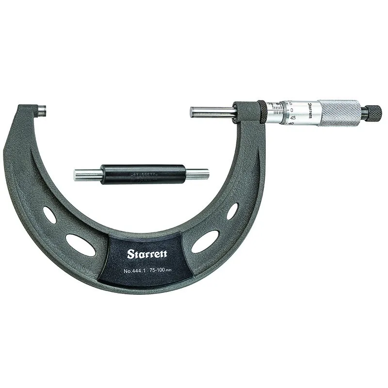 Micrômetro Externo com Isoladores Térmicos - Capacidade de 75 - 100mm e Resolução de 0,01mm e com Exatidão de ±0,003mm - Ref. 444.1MXRL-100