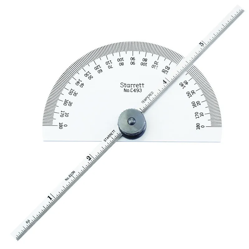 Transferidor Semicircular 180º e Calibrador de Profundidade com régua de 6" - Resoluções 1º e 1/64" - Ref. C493