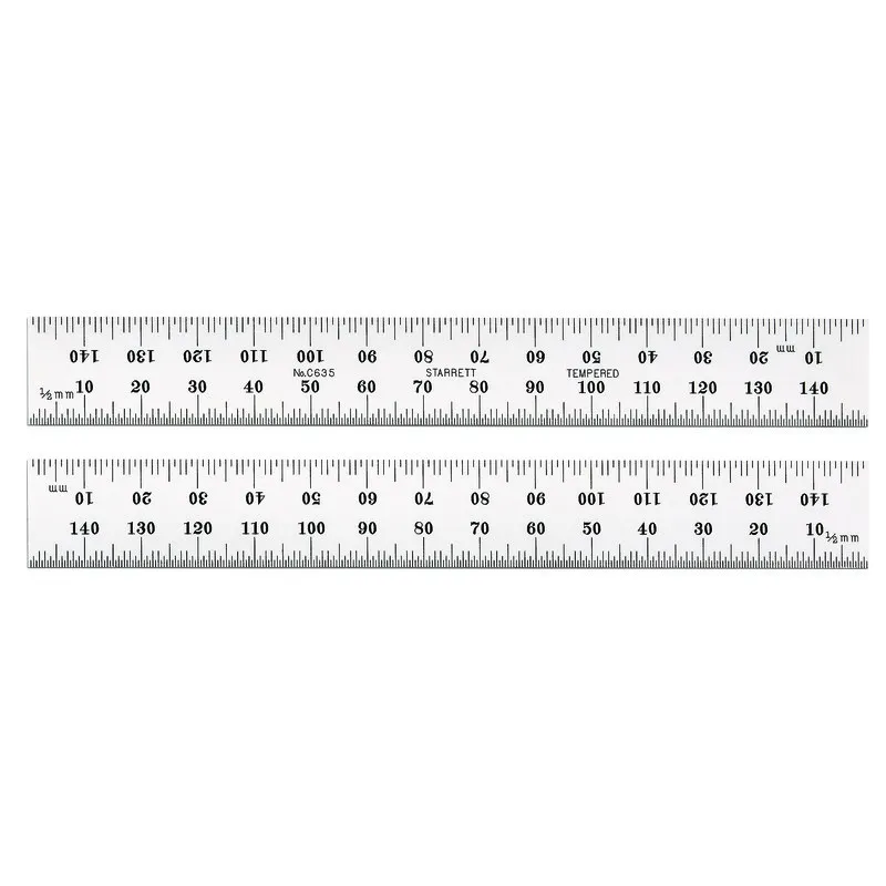 Escala de Aço com Graduação de 150mm e 0,5mm de um lado e 1mm e 0,5mm no lado oposto - Ref. C635-150