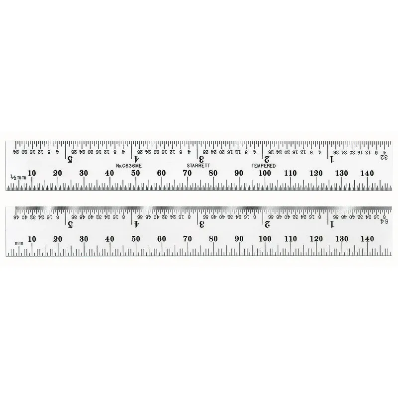 Escala de Aço Fosca 150 Graduações 0,5mm-1/32" 1mm-1/64" - Ref. C636ME-150