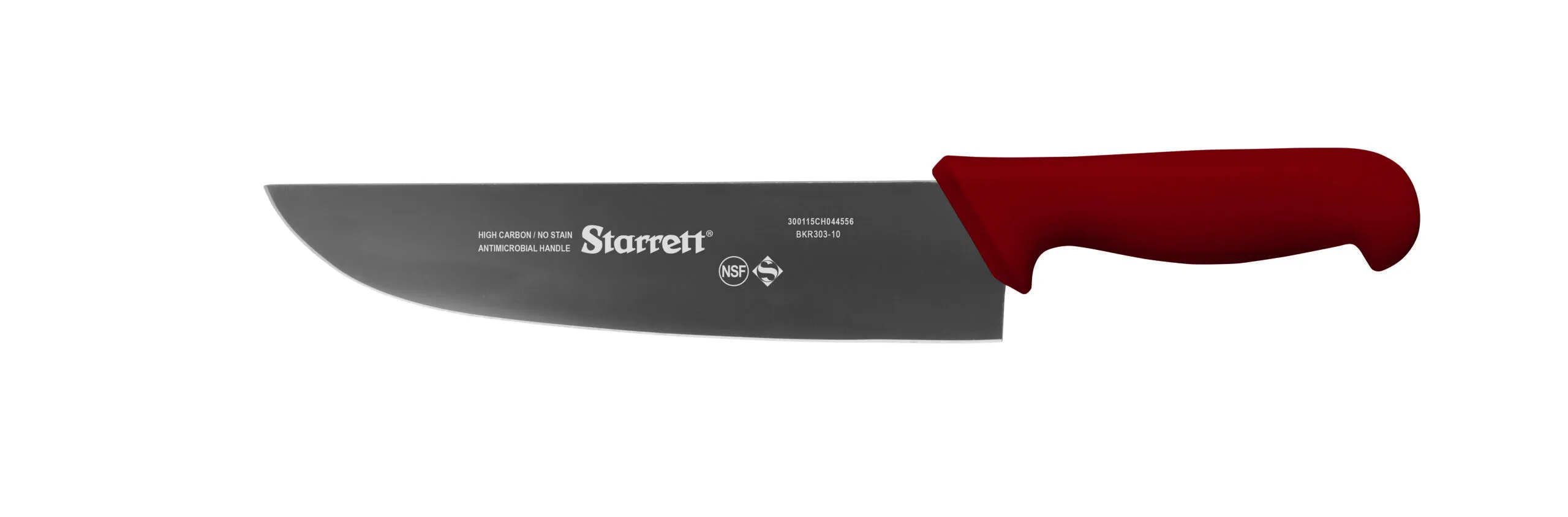 Faca de Carne para Refile de Mesa com Lâmina Reta Larga de 10 Polegadas e Cabo Vermelho - BKR303-10