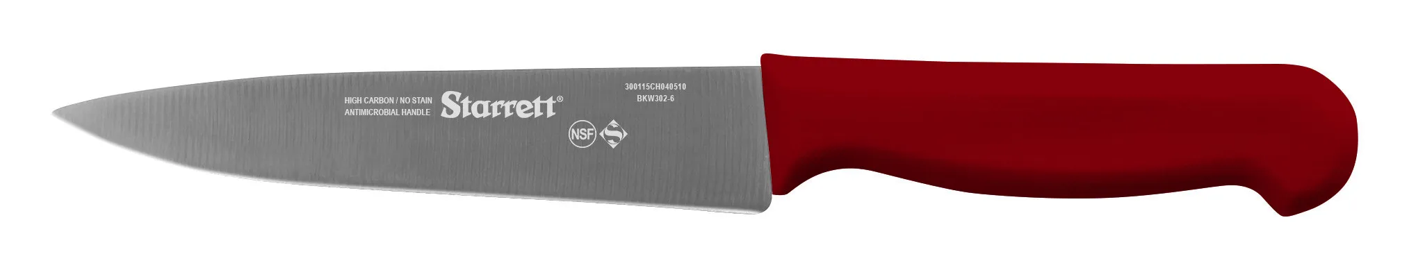 Faca de Carne para Refile de Mesa com Triangular Estreita de 6 Polegadas e Cabo Vermelho