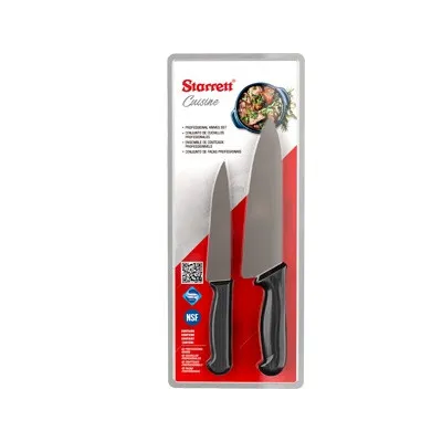 Kit de Cozinha Starrett® com 2 Facas e Cabo Preto - BKK-2B