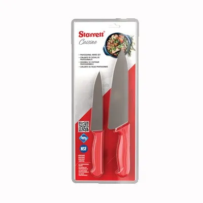 Kit de Cozinha Starrett® com 2 Facas e Cabo Vermelho - BKK-2R