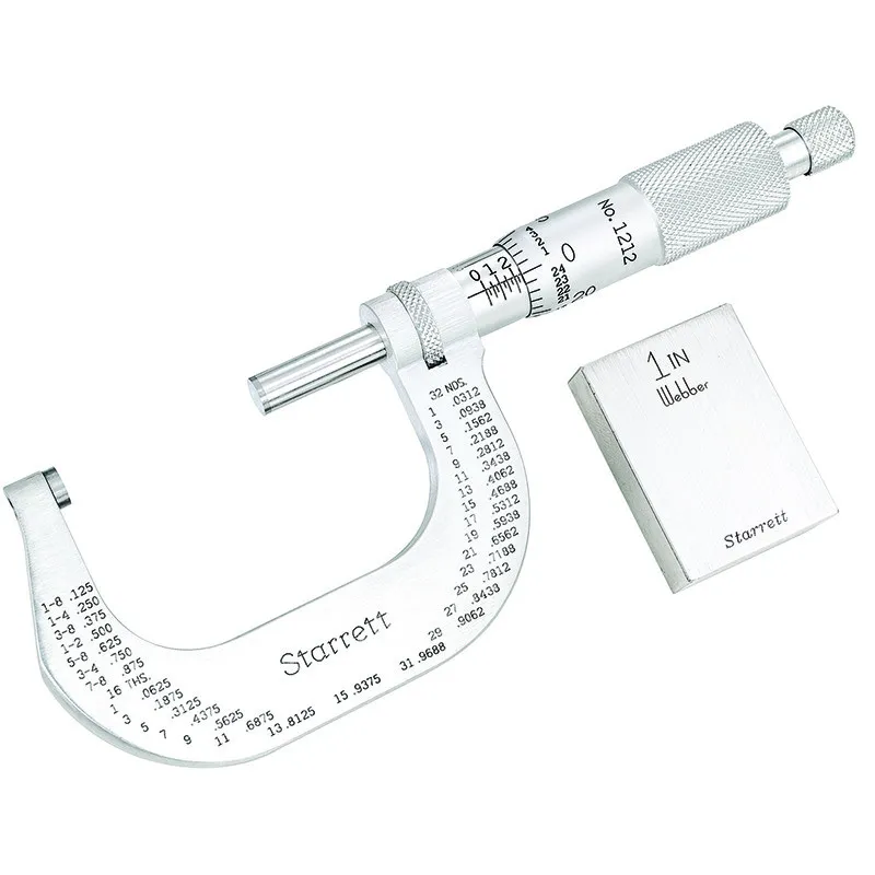 Micrômetro Externo de Aço Inoxidável 1212XRL - Resolução de 0,0001" e Faixa de 1-2"