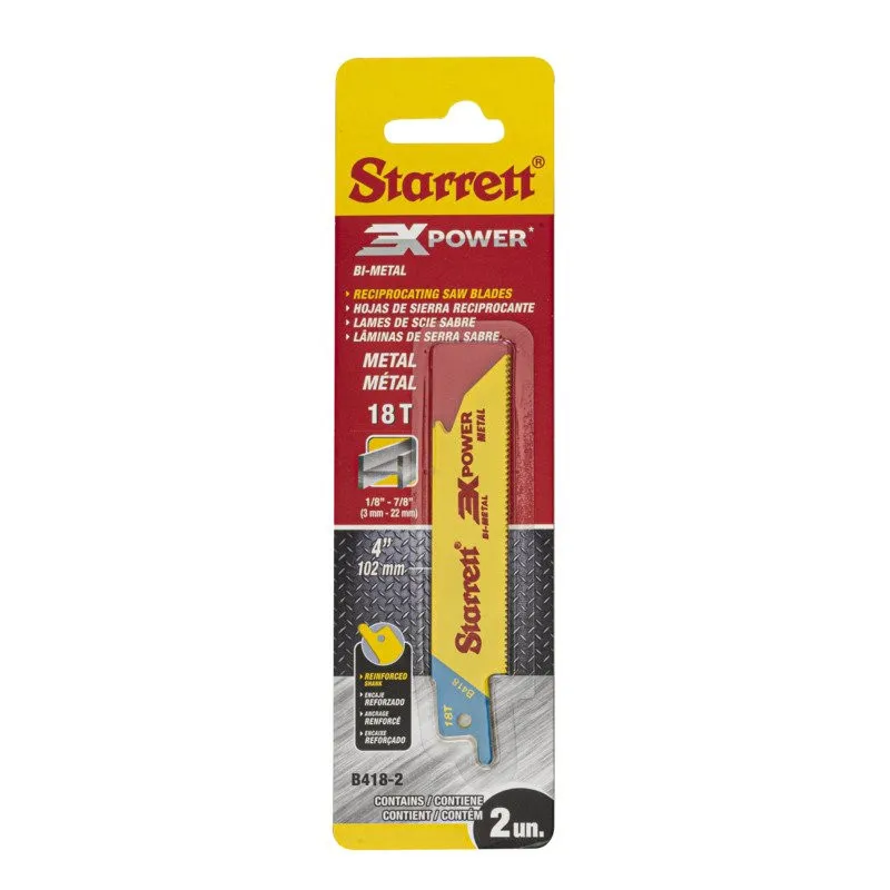 Lâmina de Serra Sabre Bi-Metal Reta para Aplicações Gerais Dentição 18 com 2 Lâminas 100mm - B418-2