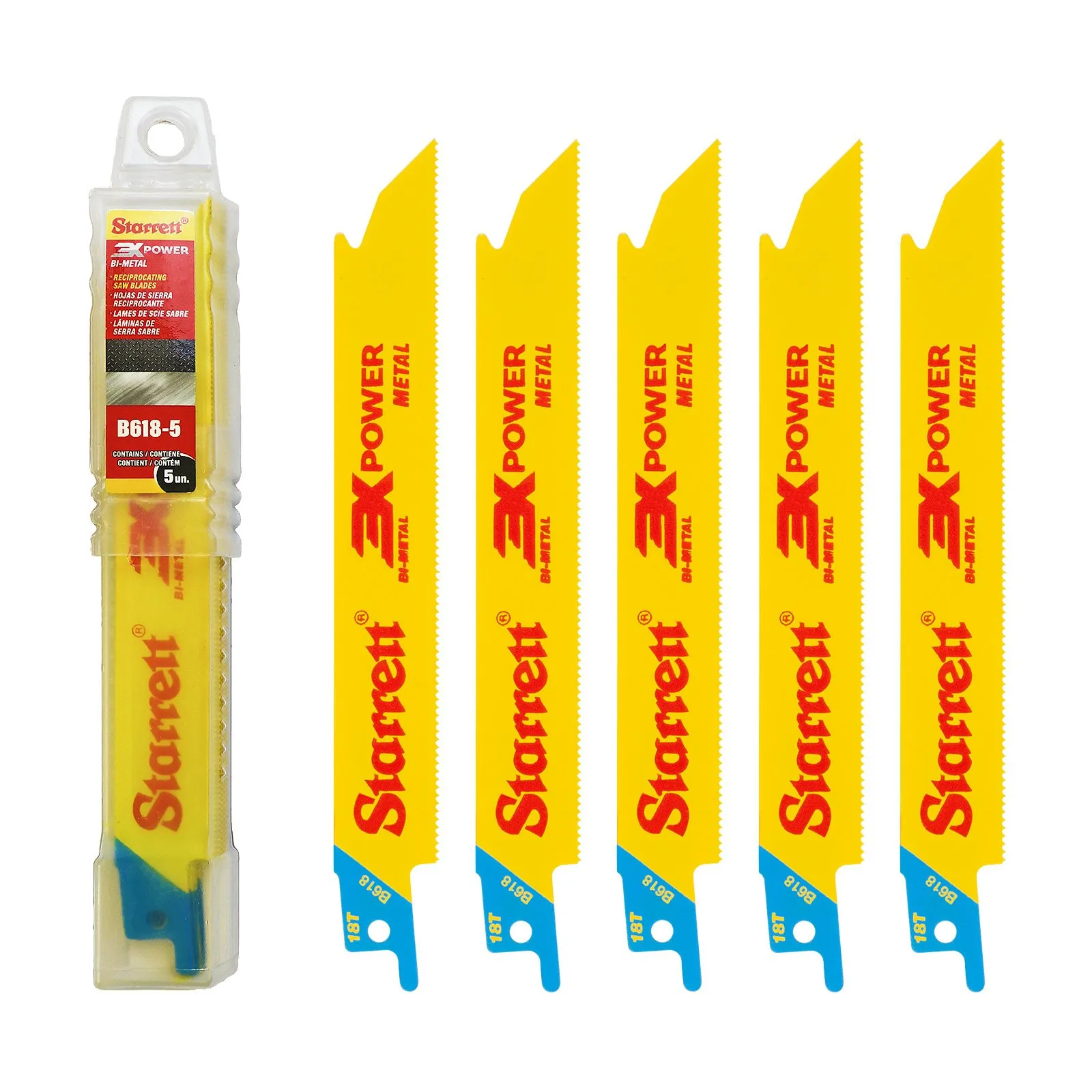 Lâmina de Serra Sabre Bi-Metal Reta para Aplicações Gerais Dentição 18 com 5 Lâminas 152mm - B618-5