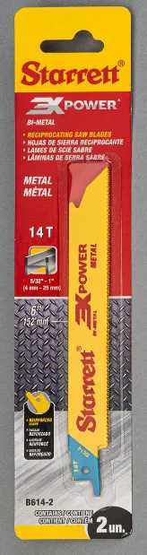 Lâmina de Serra Sabre Bi-Metal Reta para Aplicações Gerais Dentição 14 com 2 Lâminas 152mm - B614-2