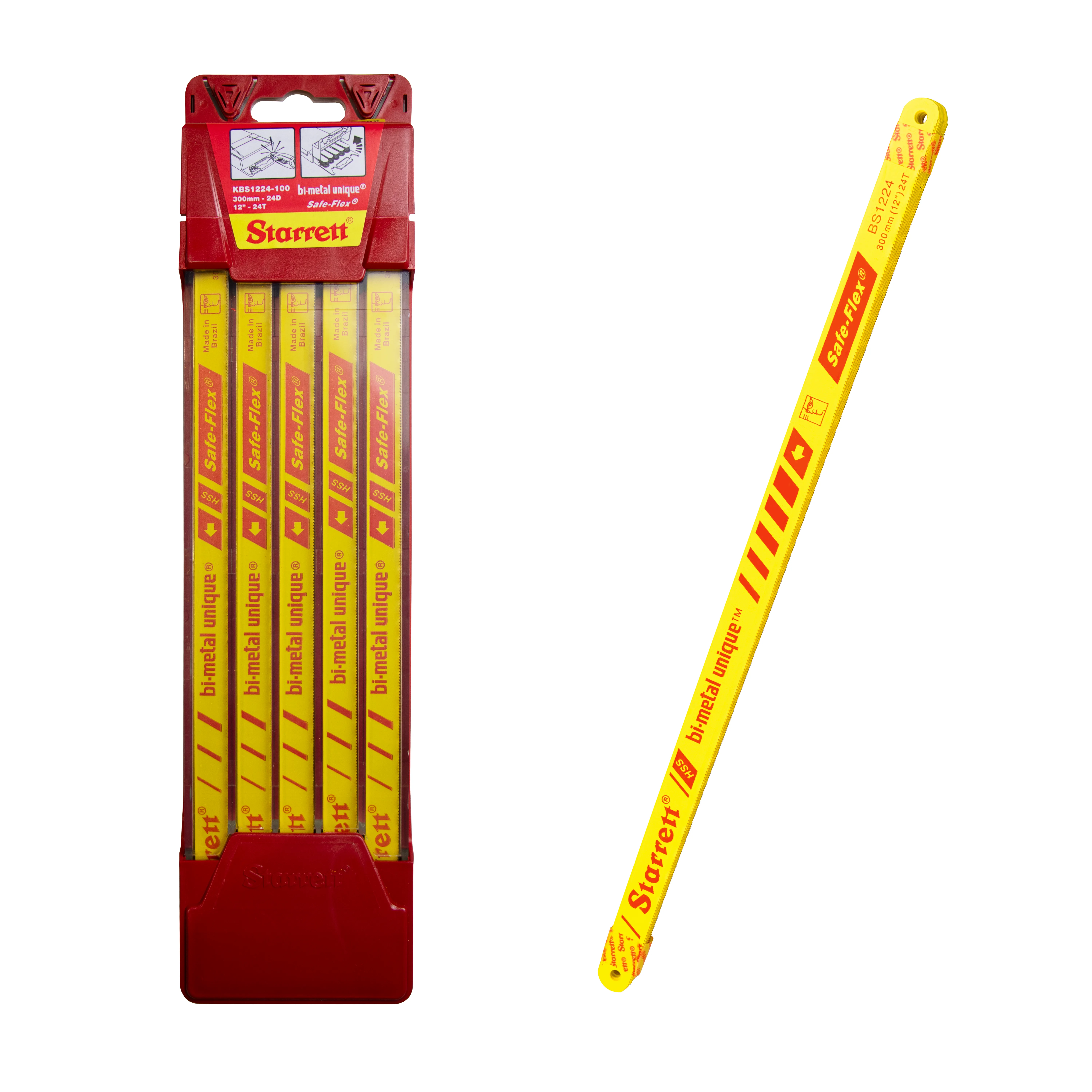 Lâmina de Serra Manual BS - Bi-Metal Starrett Tubo Plástico com 100 unidades e 24 Dentes. - KBS1224-100