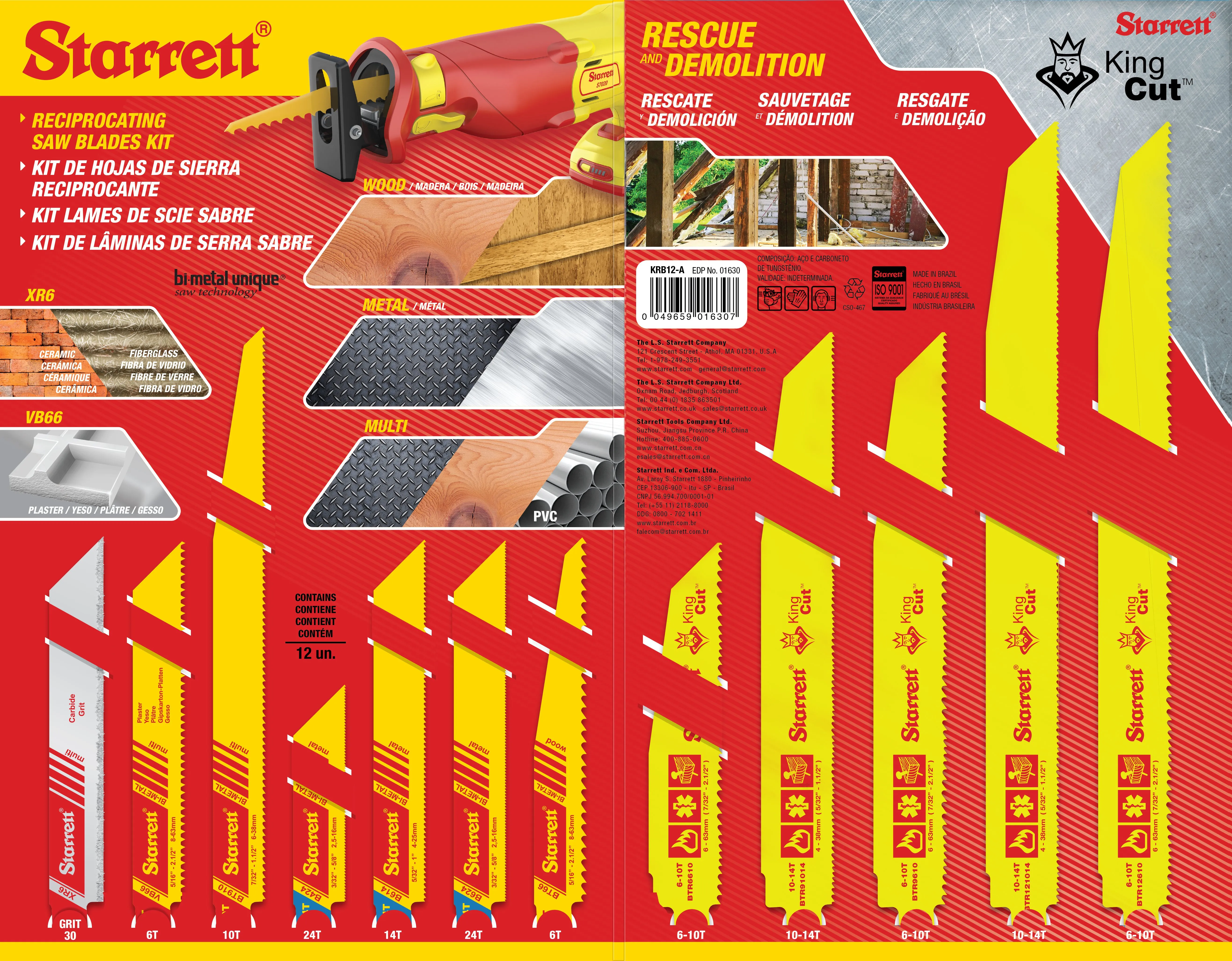 Kit de Lâminas para Serra Sabre - Madeira e Metal - 12 Peças
