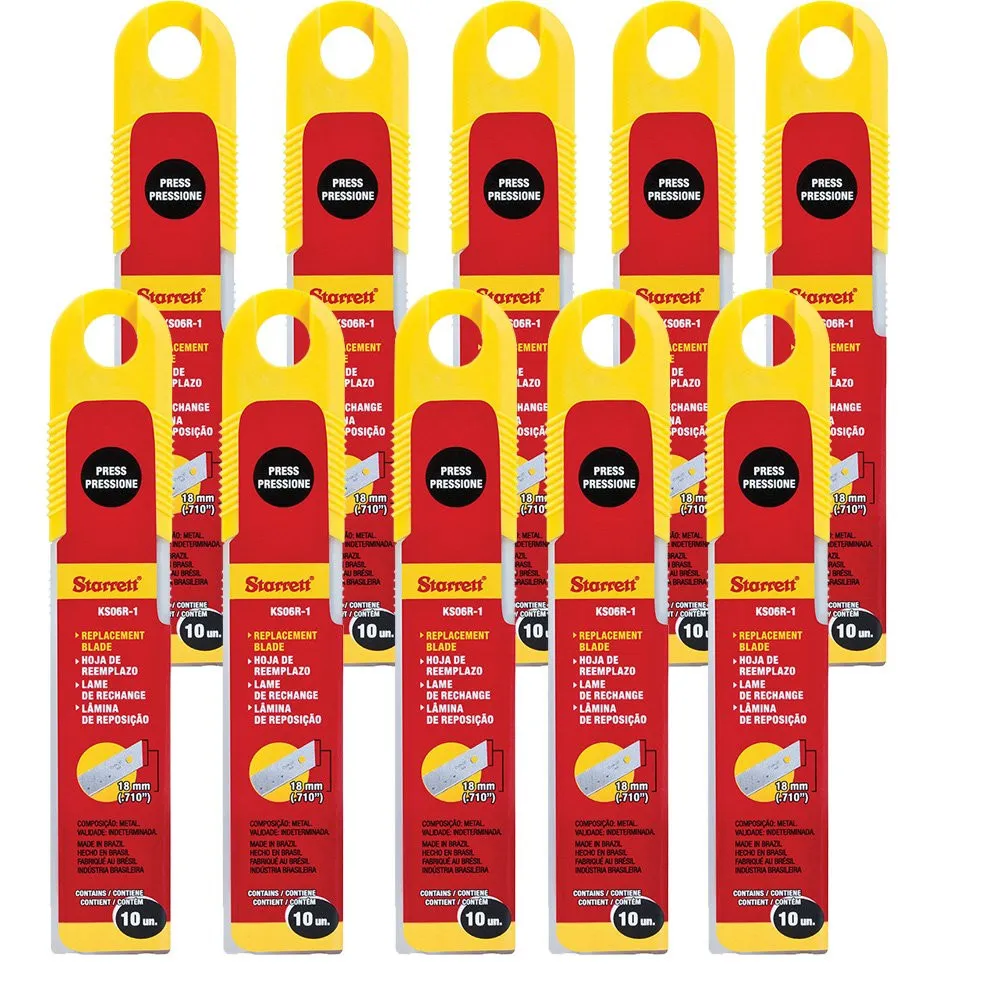 Lâminas Reposição para Estiletes - Kit 100 Lâminas - Reta Larga 18mm (em estojo econômico) - KS06R-1