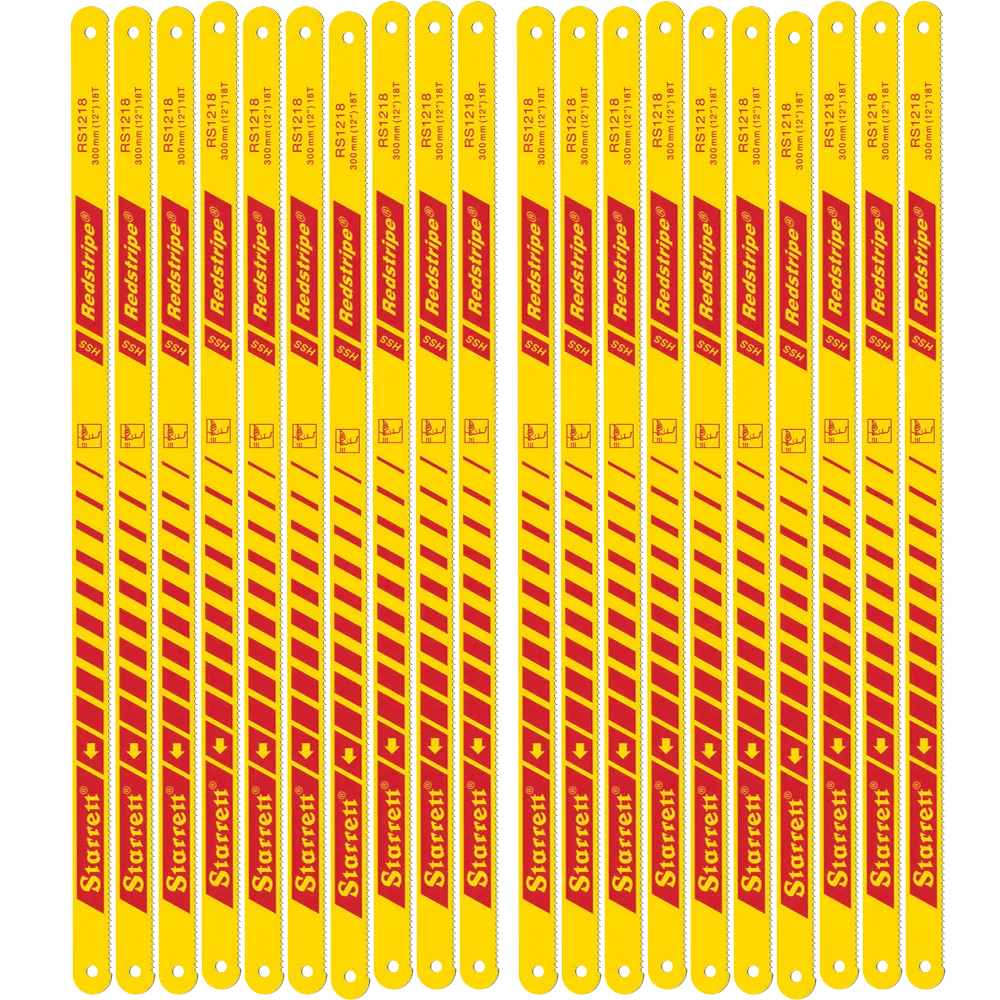 Lâmina de Serra Manual Redstripe® Rígida com 18 Dentes em Aço Rápido - Kit com 20 unidades - RS1218