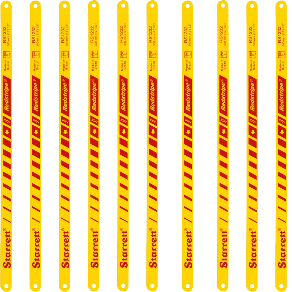 Lâmina de Serra Manual Redstripe® Rígida com 32 Dentes em Aço Rápido - Kit com 10 unidades -RS1232