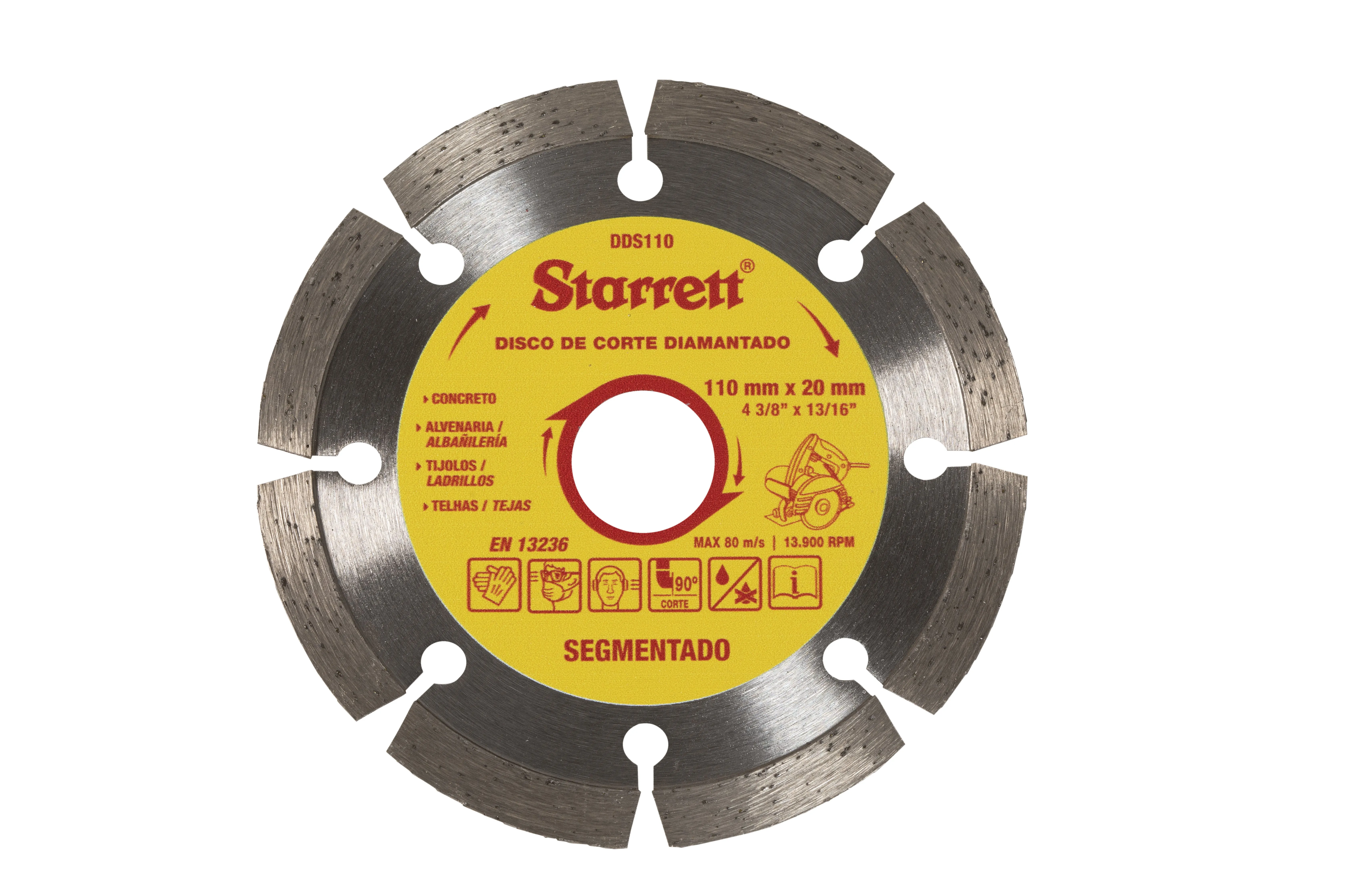 Disco Diamantado de Corte Segmentado, Diâmetro Externo 110mm e Furo 20mm