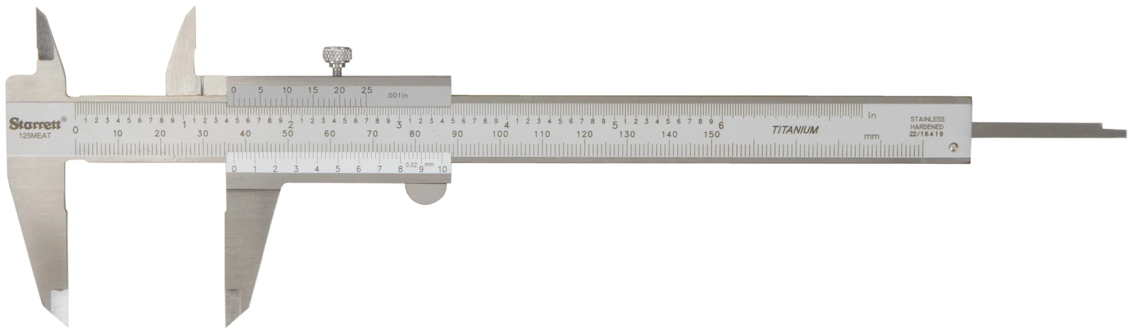 Paquímetro Universal Quadrimensional com Guias Revestidas de Titânio - Capacidade 150mm (6") - Resoluções de 0,02mm e 0.001" - Ref. 125MEAT-6/150