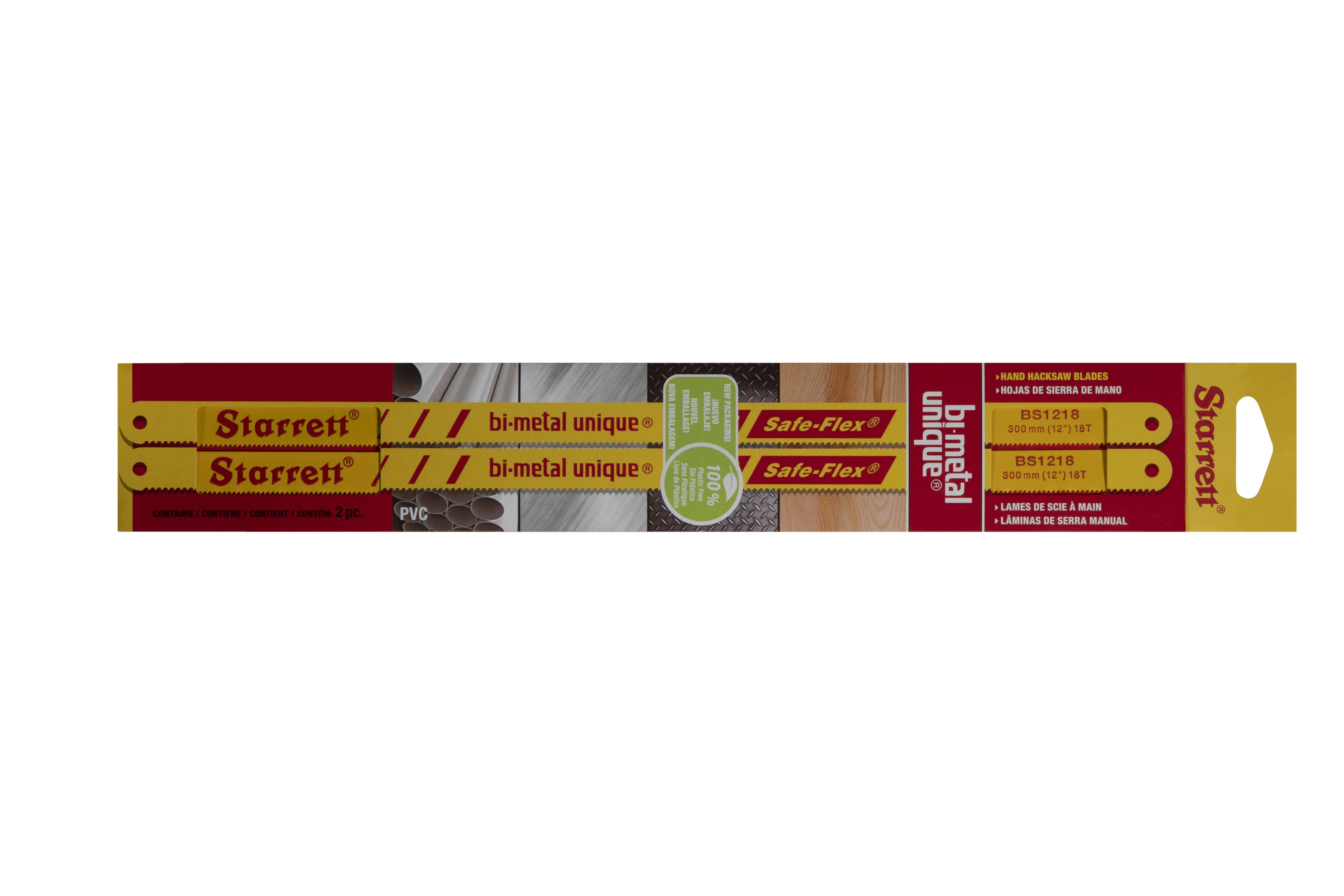 Lâmina de Serra Manual BS - Bi-Metal Starrett Cartela com 2 unidades e 18 Dentes.