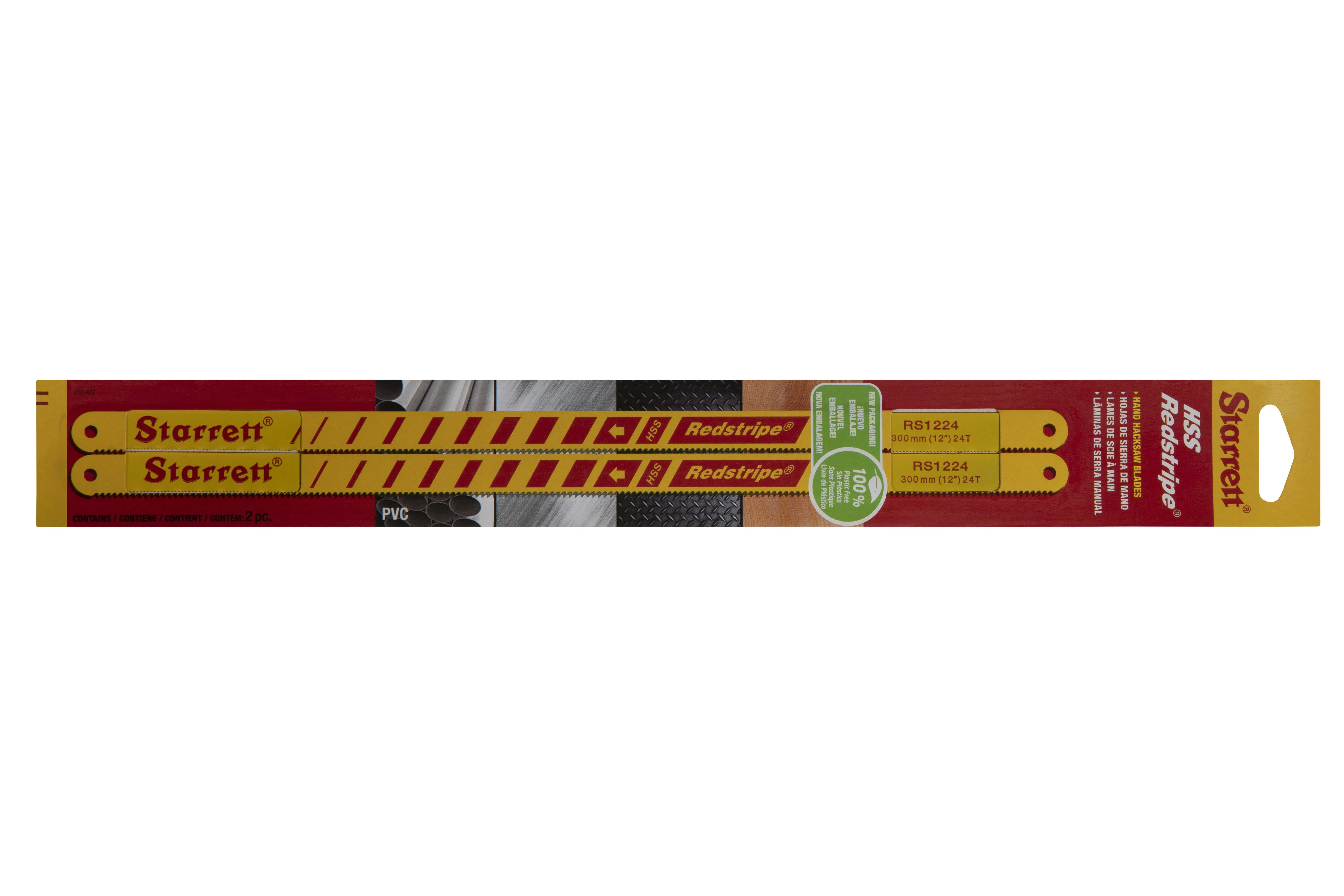Lâmina de Serra Manual Redstripe® Rígida com Cartela de 2 unidades e 24 Dentes em Aço Rápido - KRS1224-2