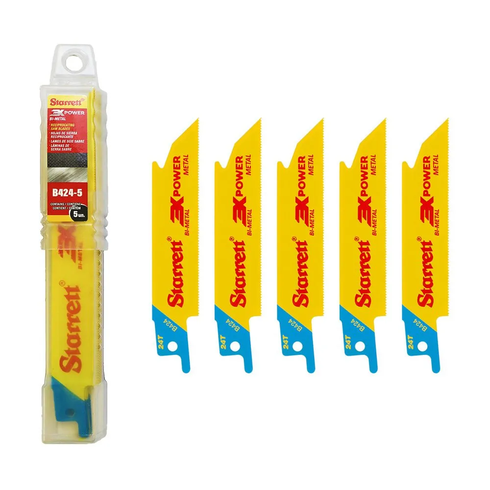 Lâmina de Serra Sabre Bi-Metal Reta para Aplicações Gerais Dentição 24 com 5 Lâminas 100mm - B424-5